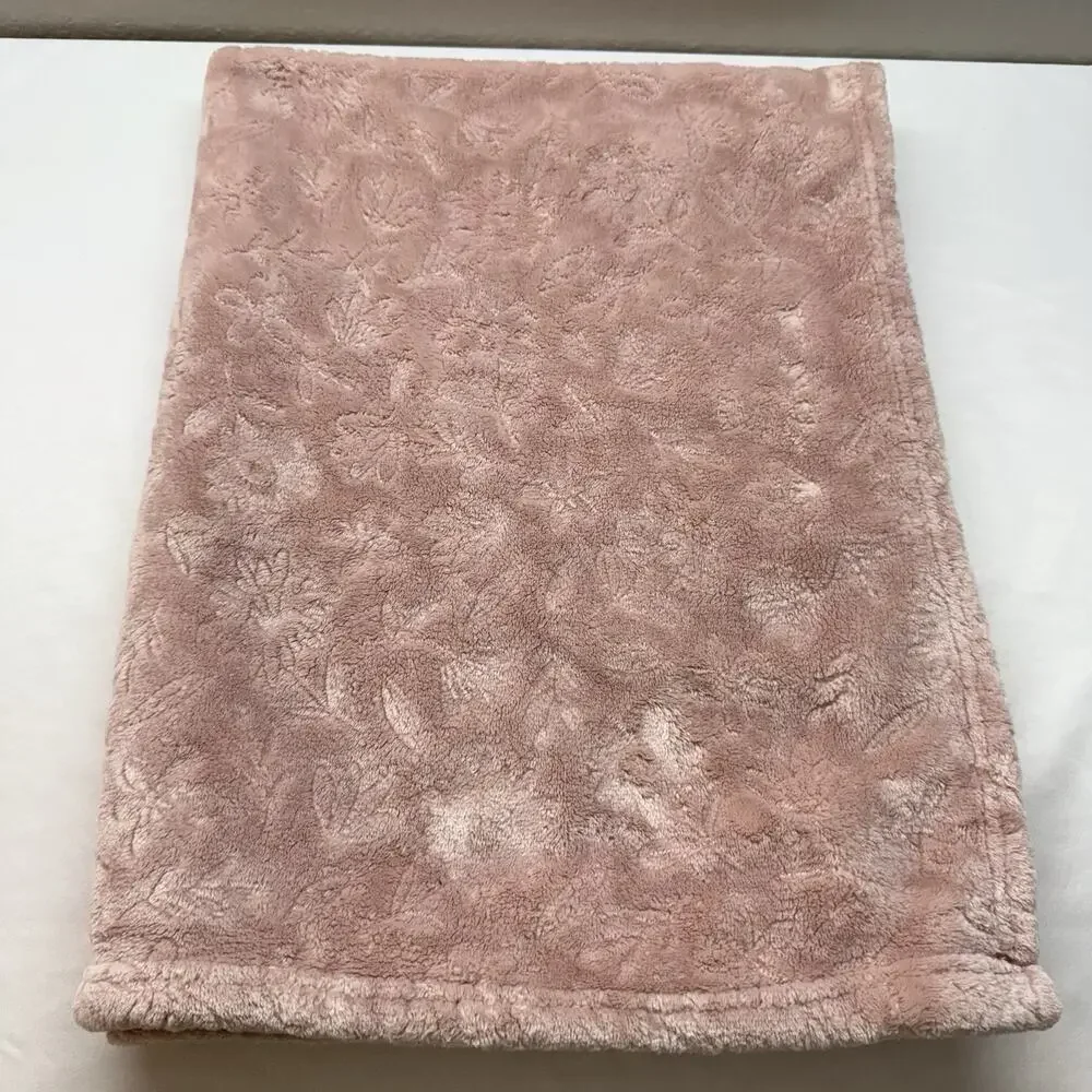 SL Home Fashions Baby Security Blanket Pink Embossed Flowers Floral Oeko Tex